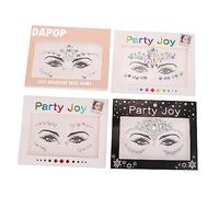HONMEET 4sheets Self-adhesive Rhinestone Face Gems Stickers for Eye and Eyebrow Decoration Reusable Facial Jewels Decals for Festivals and Parties