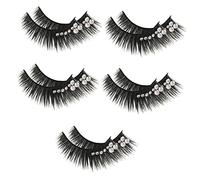 HONMEET 5 Pairs of Shiny Diamond False Eyelashes for Latin Dance Performance Realistic Colored Fake Eyelashes with Rhinestones for Stage and Performance Use