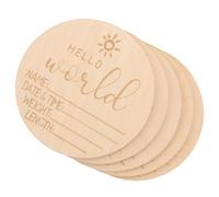 HONMEET 5 pcs Wooden Birth Announcement Signs Newborn Name Discs Photography Props Smooth Surface Safe for Newborns and Shower