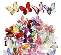 HONMEET 50 Pcs Miniature Resin Butterflies for Crafts Delicate Acrylic Details, Long-lasting Use, for Dollhouse Decor, Cake Decorating and Floral Arrangements