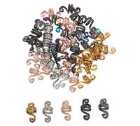 HONMEET 50pcs Afro Hair Accessories Dreadlock Spiral Charms with Metal Braiding in Gold Silver Rose Gold Black and Rainbow Colors Scalp-friendly Vintage Hair Decorations for Braids and