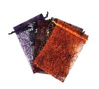 HONMEET 50Pcs Halloween Candy Organza Gift Pouches Small Drawstring Gauze Bags for Treats Party Favors Lightweight