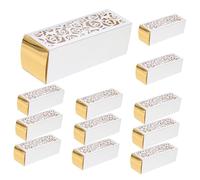 HONMEET 50Pcs Hollow Rose Pattern Candy Boxes Wedding Candy Cases Paper Packaging Boxes for Party Favors and Sweet Storage with Reflective Silver Finish