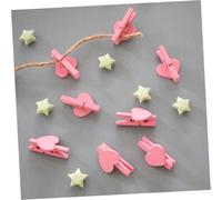 HONMEET 50pcs Pink Wooden Heart-Shaped Memo Clips Paper Clips Photo Holders for Tables Sturdy Base for Office Document Organizing and Notes