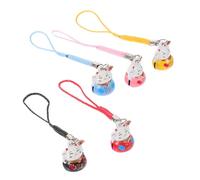 HONMEET 5pcs Copper Fortune Cat Pendants with Bell, Multipurpose Lucky Cat Keychain Charms for Bag and Wallet Decoration, Easy to Carry Accessories Random Color