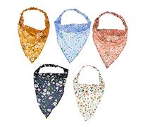 HONMEET 5pcs Elastic Headband Triangle Head Scarf Women Hair Scarf Flower Design Oil Head Wraps