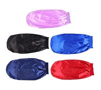 HONMEET 5pcs Elastic Satin Sleep Caps for Long Hair Wide-brimmed Protective Bonnets in Black Navy Blue Burgundy Light Purple Royal Blue for Curly Hair at Night