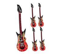 HONMEET 5pcs Inflatable Flame Guitar Lightweight PVC Music Themed Party Decorations with Safety Valve for Birthday Stage Rock and Roll Favors