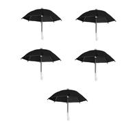 HONMEET 5pcs Mini Doll House Umbrella Model Black Miniature Rain Umbrella for Dolls House Accessories for Miniature Scene Decor