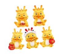 HONMEET 5Pcs Mini Resin Dragon Statues Chinese Zodiac Dragon Figurines Decorative Ornaments for Home Garden Desk with Delicate Craftsmanship and Cheerful Design