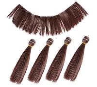 HONMEET 5pcs Part Heat Resistant Straight Hair Wigs for American Dolls Diy Project