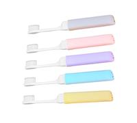 HONMEET 5Pcs Soft Bristle Foldable Toothbrush Travel-Friendly Household Teeth Brushes Clean Accessory for Deep Oral Care and Maintenance Random Color