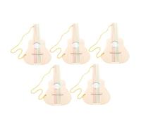 HONMEET 5pcs Unpainted Wooden Guitar DIY Craft for Unfinished Natural Wood Guitar Blanks for Painting and Decorating Enhance Creativity and Hand-eye Coordination
