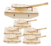 HONMEET 6 pcs Wooden Blank Tank Models DIY Assembly Kit for Unpainted Military Vehicle Craft Educational Enhancing Creativity and Analytical Skills