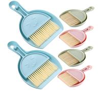 HONMEET 6 Sets Portable Mini Cleaning Brush and Dustpan for Desktop Keyboard Lightweight Compact Sweep Broom for Home Office Study Wear-Resistant Detail Cleaning Tools with Hanging Storage