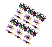 HONMEET 60Pcs Halloween Party Props Plastic Spider Bat Pattern Rings for Accessories for Pretend Play Rave and Costume Parties and Design