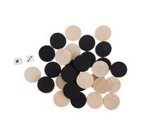 HONMEET 60pcs Wooden Checkers and Backgammon Pieces Game Replacement for Family Travel Portable Board Game Accessories in Black and Natural Wood Colors