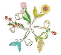 HONMEET 6pcs Decorative Hair Claw Clips Sturdy Metal Flower Strawberry Wheat and Fish Tail Designs Comfortable Hold for Thick and Thin Hair Parties and Everyday Use