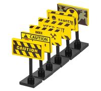 HONMEET 6pcs Mini Traffic Warning Sign Playset Educational DIY Building Blocks for Boys Realistic Construction Safety for Creative Problem Solving and Imaginative Play