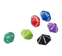 HONMEET 6pcs Multi-sided Numbered Dice Set for Board and Party Games, Large Colored Dice with Place Value (units, Dozens, Hundreds, Thousands, Ten-thousands, Random Color