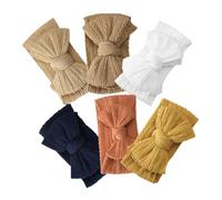 HONMEET 6pcs Newborn Headbands for Soft Nylon Bow Hair Accessories for Cute Photography Props Deep Brown White Light Brown Orange and Ginger Yellow