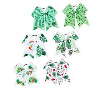 HONMEET 6pcs Patrick's Day Theme Bowknot Hair Ties Cute Elastic Hair for Girls Includes Rainbow Car Hat Cartoon and for Ponytails and Daily Outfits