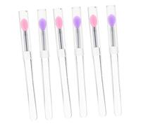 HONMEET 6pcs Silicone Lip Brushes with Lids Transparent Silicone Lip Spoons for Easy Application of Color and Gloss for Makeup and