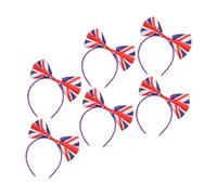 HONMEET 6pcs Uk Flag Bow Headbands for Football Fans and Parties, Satin Material with Comfortable and Versatile Styling, Stylish Union Jack Hair Accessories for Festival and Everyday Wear