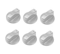 HONMEET 6pcs Zinc Alloy Gas Stove Knobs Universal Fit round Brushed Metal Embedded Control Knobs Silver for Cooktop Replacement
