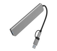 HONMEET 7 in 1 USB Hub Multi-port Adapter with USB 3.0 Extension Cable, Abs Material, Plug and Play Function, Connect Multiple Devices for Laptop and Computer Accessories