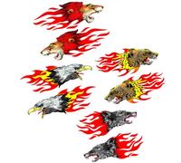 HONMEET 8pcs Reflective Car Flame Decals Set with Eagle Lion Wolf Cheetah Head Stickers, Auto Body Vinyl Wrap for Vehicle Exterior Decoration