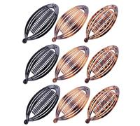 HONMEET 9pcs Banana Hair Clip Set 3 Bright Black, 3 Tortoise, 3 Leopard Pattern Ponytail Comb Clips for Women, Strong Hold Hair Clamp Accessories for Styling and Daily Use