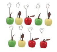 HONMEET 9pcs Wooden Memo Clip Holder with Fruit-Shaped Clips Wood Finish for Photo Note Card Display for Home Office Desk Organization and Decorative Accent