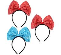 HONMEET Adorable Christmas Bow Hair Band Glowing Sequin Bow Headpiece for Girls Party Decorations Random Color