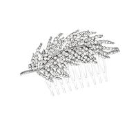 HONMEET Alloy Rhinestone Leaf Hair Comb for Brides Elegant Bridal Hair Accessories for Weddings Stunning Headpiece for Special Occasions Silver Hairpin for Women and Girls