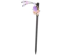 HONMEET Ancient Style Floral Hairpin Amethyst Tassel Elegant Hair Bun Holder Traditional Chinese Headdress for Festivals for All Ages