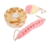 HONMEET Bath Pink Bath Ball and Scrubber for Body Cleaning Includes Foot File for Skin Care and Body Scrub Exfoliator