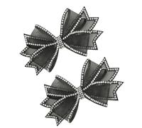 HONMEET Black Rhinestone Bow Shoe Clips 1 Pair Decorative Shoe Charms for Women Cloth Mesh for DIY Suitable for Different Types