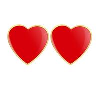 HONMEET Brooches Enamel Lapel Pins Zinc Alloy with Exquisite Craftsmanship 2pcs Red Heart Shaped Comfortable to Touch, Versatile Use for Valentine's Day for Women and Costume Accessories