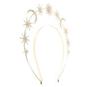 HONMEET Celestial Ring Headband Moon Stars Rhinestones Unique Party Hair Prop for Bridal Wedding Prom Metal Alloy Goddess Crown Headwear