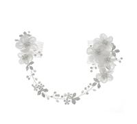 HONMEET Chiffon Comb Wedding Hair Accessories European and American Hair Combs Veil Hair Combs Wedding Hair Comb Bridal Headdress The Flowers Handmade Hair Combs Bridal Comb Silver