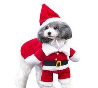 HONMEET Christmas Dog Body Suit for Puppy with Polar Fleece Material, Comfortable and Easy to Put, Red Santa Design Pet Party Clothes for Special Occasions and Jogging