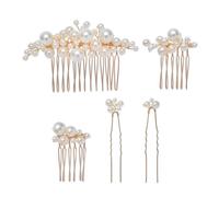 HONMEET Comb on Convenient Put Or for to and Weddings Practical Wedding Pearl Elegant Golden Alloy Abs Material Accessory Taking Pictures Bride Hair