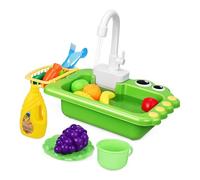 HONMEET Compact Sink with Running Water Portable Play Kitchen Sink for Boys and Safe Rounded Edges Plastic Educational Dishwashing for Preschoolers