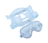 HONMEET Cooling Face Mask and Ice Eye Mask Set, Blue and White, Reusable Cold Compress for Dark Circles, Puffiness, Headache Relief and Skin Care for Women and Men