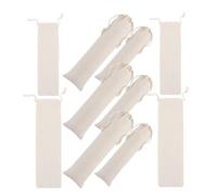 HONMEET Cotton Linen Drawstring Cutlery Bags, Portable Silverware Storage Pouches 10pcs White, Space-saving Tableware Bags for Picnic and School