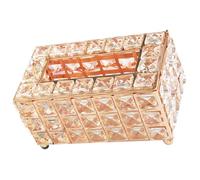 HONMEET Crystal Tissue Box Tissue Dispenser with Alloy and Crystal Materials Featuring Smooth Top Opening and Desktop Decoration, Elegant Rose Gold Design Suitable for Bedroom Use