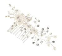 HONMEET Diamond Hair Clips for Women Bridal Headdress Pearl and Diamond Hairpin Wedding Jewelry