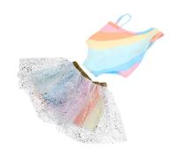 HONMEET Doll Rainbow Tulle Skirt Sparkle Sequin Skirt for Dolls Fashionable Ballet Dance Dress for Parties Dress Up and Performances