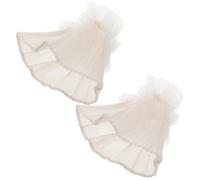 HONMEET Elastic Mesh Cuff Sleeves 1 Pair Detachable White Fake Lace for DIY Nail Art Photography and Beauty Salon Use